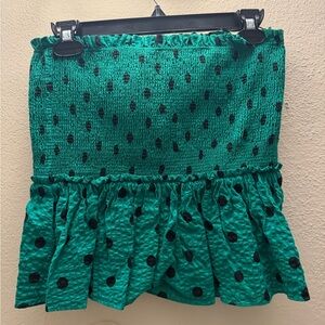 Zara Green Polka Dot Ruffled Mini Top